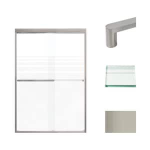 Frederick 47 in. W x 70 in. H Sliding Semi-Frameless Shower Door in Brushed Stainless with Frosted Glass