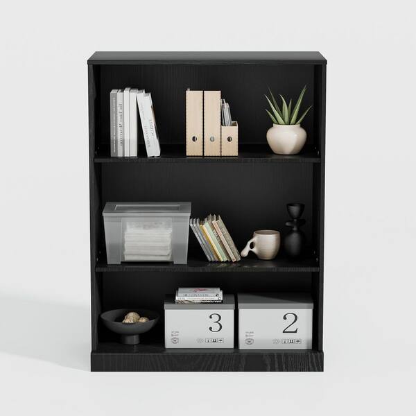 Lumioca 41 in. Tall Black Wood Grain Wood 2-Shelf Open Bookcase