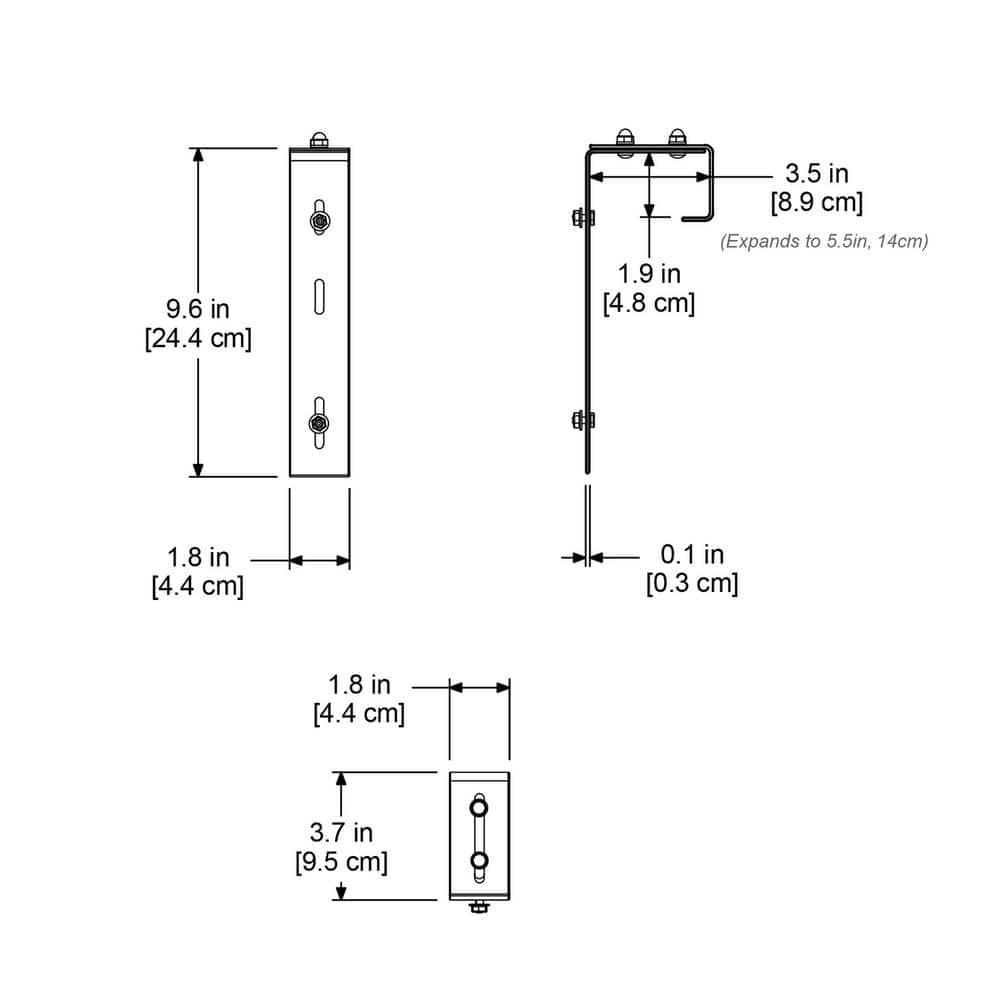 Black Powder-Coated Steel Adjustable Deck Rail Bracket Set