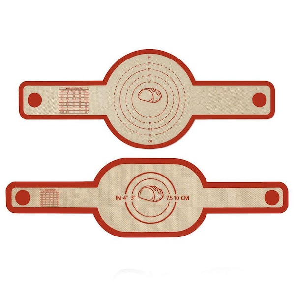 Silicone Red Bread Sling Dutch Oven Liner Non-Stick Easy Clean Long Handle Baking Mat for Sourdough 2 Set