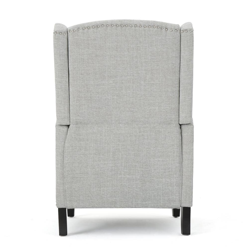 Gray Moss Wing Chair Recliner with Plush Polyester Upholstery