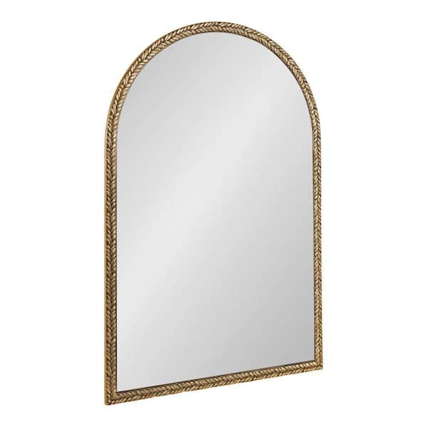 Acastis Gold 24 in. W x 36 in. H Traditional Round Wooden Framed Mirror