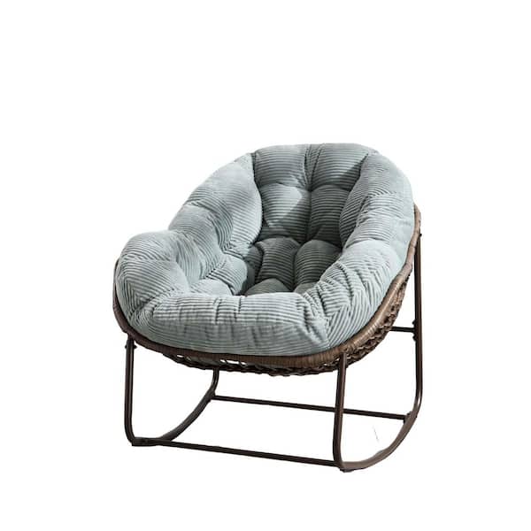 Metal Outdoor Rocking Chair with Olive Cushions