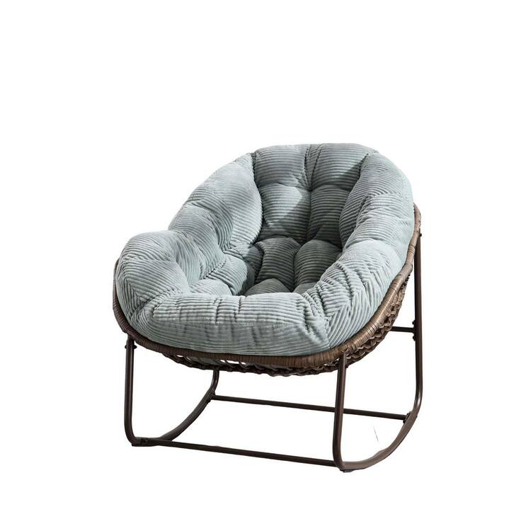 Metal Outdoor Rocking Chair with Olive Cushions