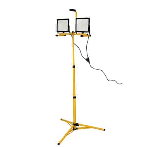 10,000 Lumen Dual-head LED Work Light with Telescoping Adjustable Tripod Stand, Rotating Lamps