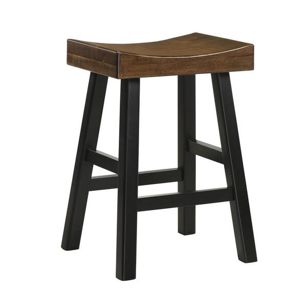 Colborn 25 in. Elm/Black Thick Seat Saddle Stool