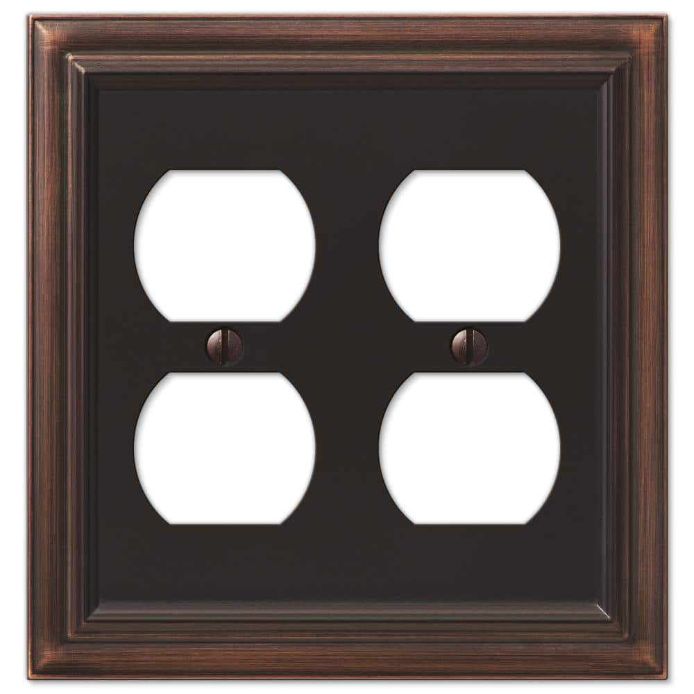 Aged Bronze Double Duplex Cast Metal Wallplate