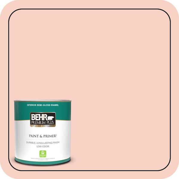 BEHR PREMIUM PLUS 1 qt. #210C-2 Demure Pink Semi-Gloss Enamel Low Odor Interior Paint & Primer
