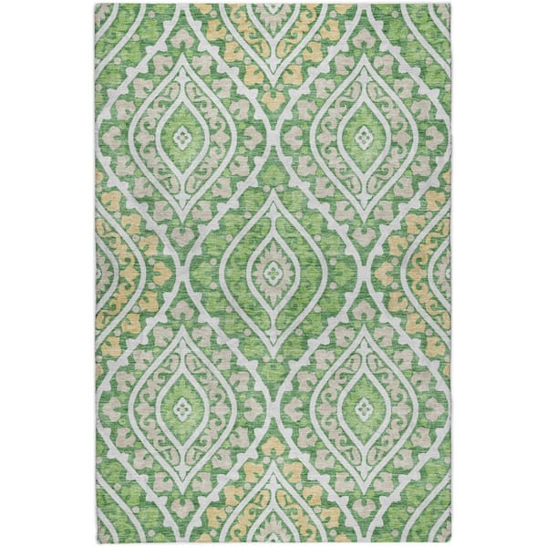 Dream Shag Premium Machine Washable Abstract ADS761 Green 10 ft. x 14 ft. Area Rug