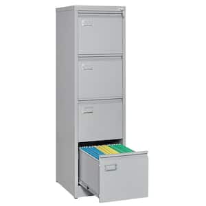 15.1 in. W x 52.36 in. H x 17.8 in. D 4 Drawers Grey Metal Freestanding Cabinet File Cabinet for Home Office with Lock