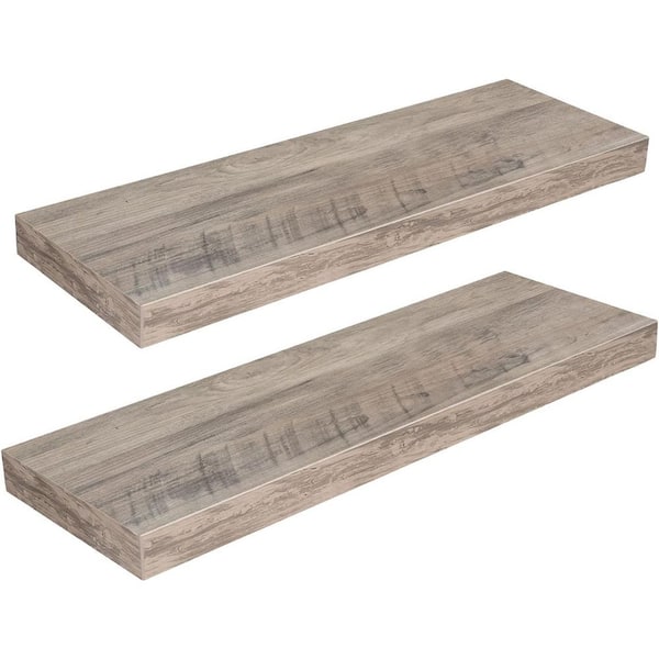 Cubilan 23.6 in. W x 7.9 in. D Greige Decorative Wall Shelf, Set of 2