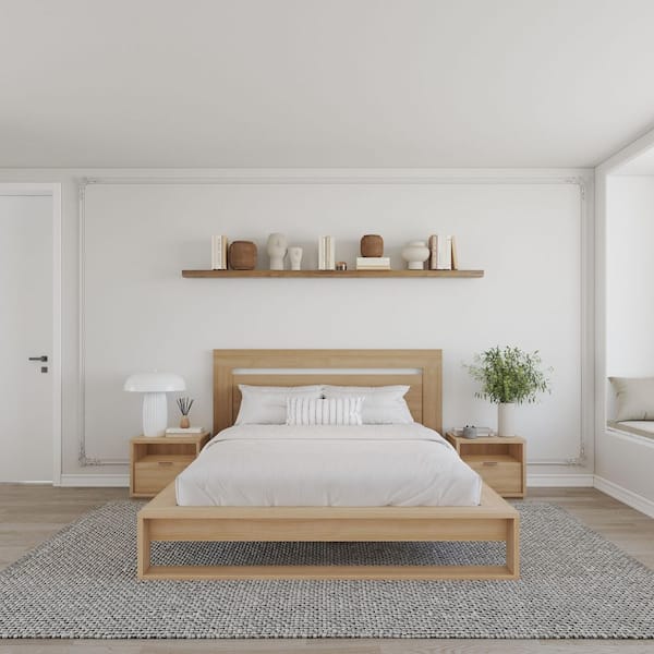 Morgan 4-Piece Natural Blonde Oak Wood Composite Queen Size Bedroom Set