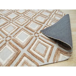 Brown 5 ft. x 8 ft. Handmade Wool Contemporary Geometric Raga Area Rug