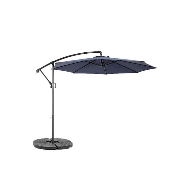 Tenleaf 10 ft. Hanging Market Patio Umbrella in Navy Blue with Easy Tilt Adjustment, Polyester Shade, 8-Ribs