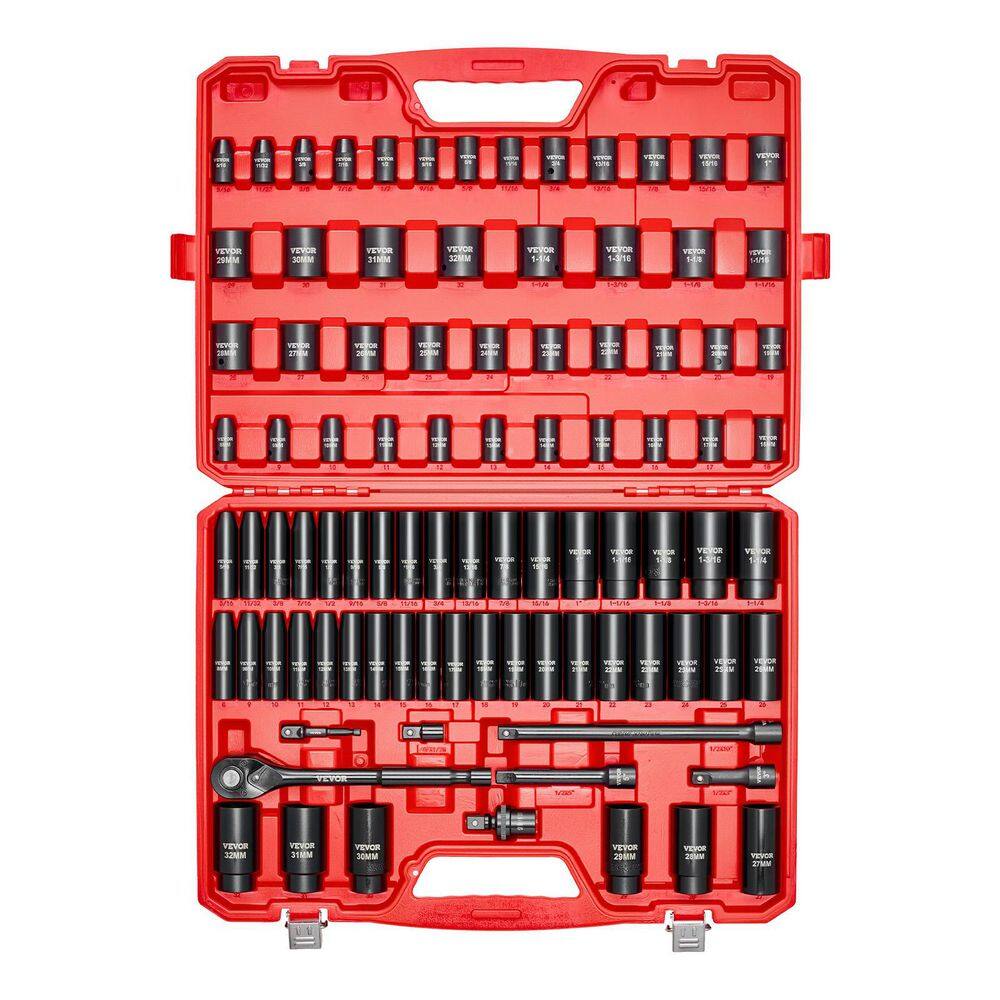 1/2 in.Drive Impact Socket Set, 91Pcs,6-Point Deep and Shallow Sockets, SAE 5/16-1-1/4 in. and Metric 8-32 mm,Cr-V Steel price history on PriceWatchPro