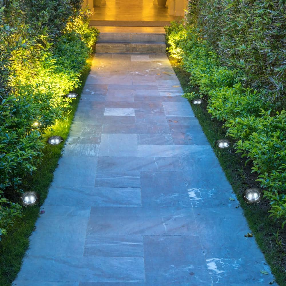 Set of 6 Solar Powered LED Pathway Lights with Dusk to Dawn Sensor