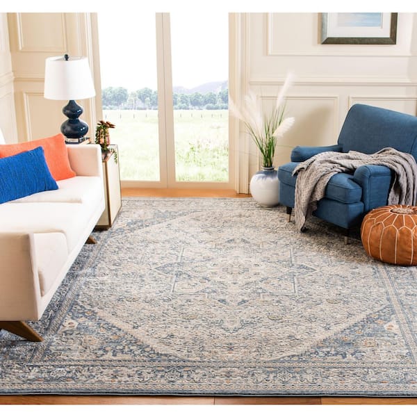 Martha Stewart Cream/Blue 8 ft. x 10 ft. Persian Oriental Area Rug