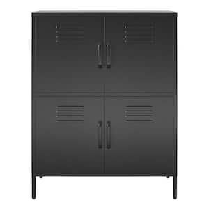 Evolution Mission District 4 Door Metal Locker Storage Cabinet, Black