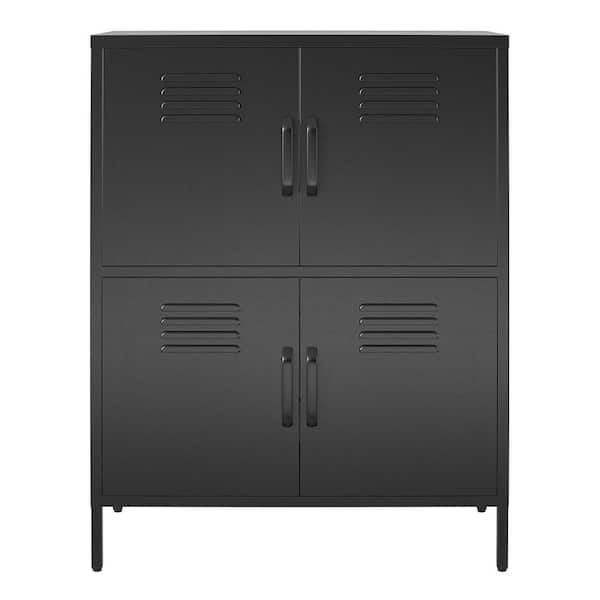 SystemBuild Evolution Evolution Mission District 4-Door Metal Locker Storage Cabinet, Black