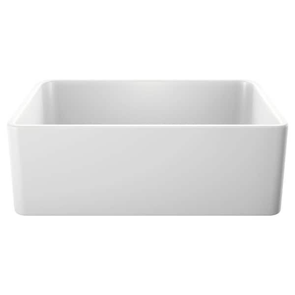 CERANA Farmhouse Apron-Front White Fireclay 30 in. Single Bowl Kitchen Sink