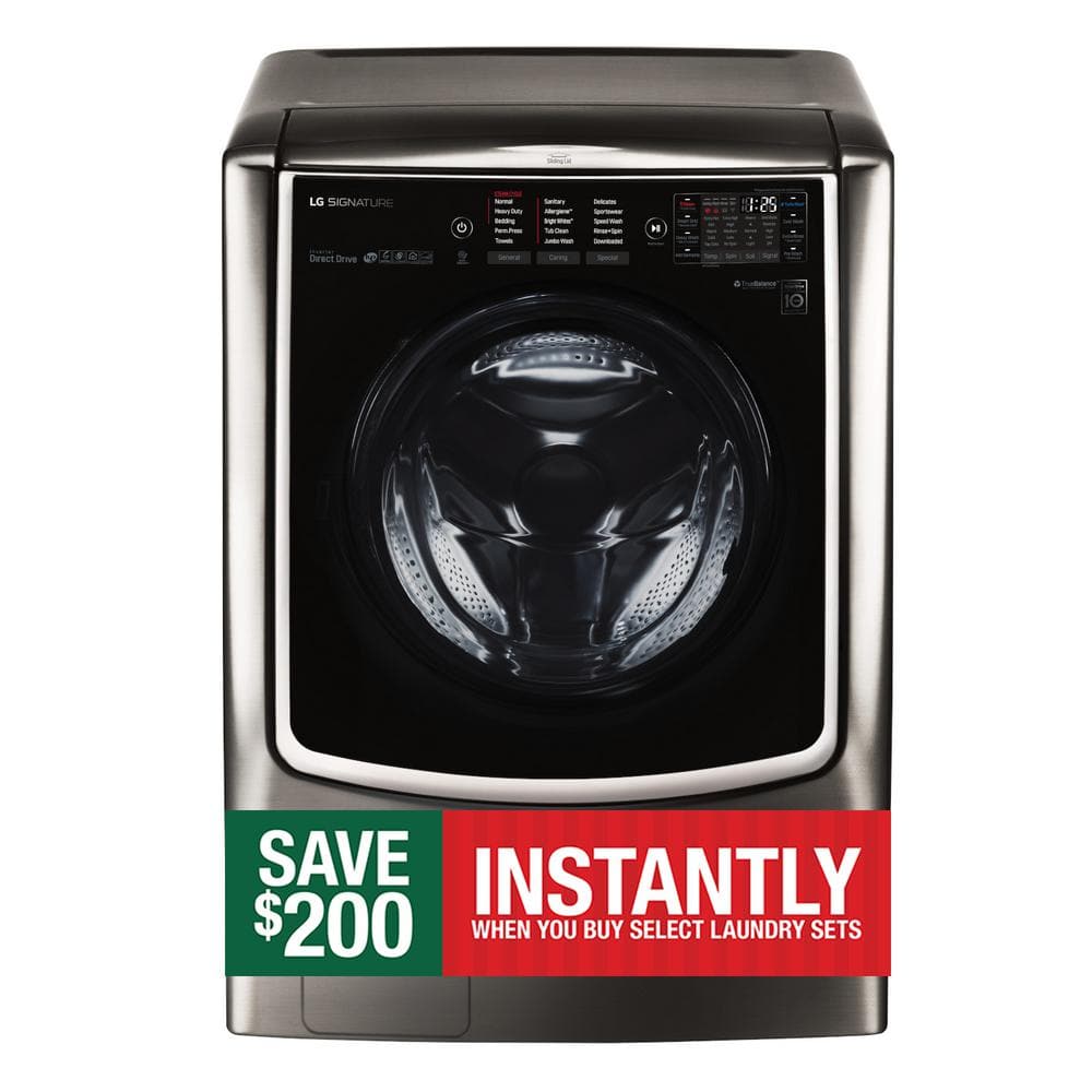 LG SIGNATURE 5.8 Cu. Ft. SMART Front Load Washer in Black Stainless Steel with TurboWash and Steam