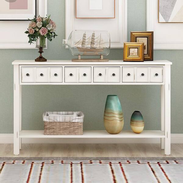 Wooden White Console Table with Drawers Harper 