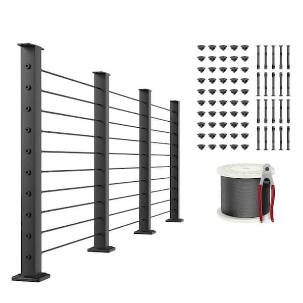 36 Cable Railing Post Kit Black Stainless Steel Stair Railing System 35 x 2 x 2 Swageless Deck Kit 4 Pack