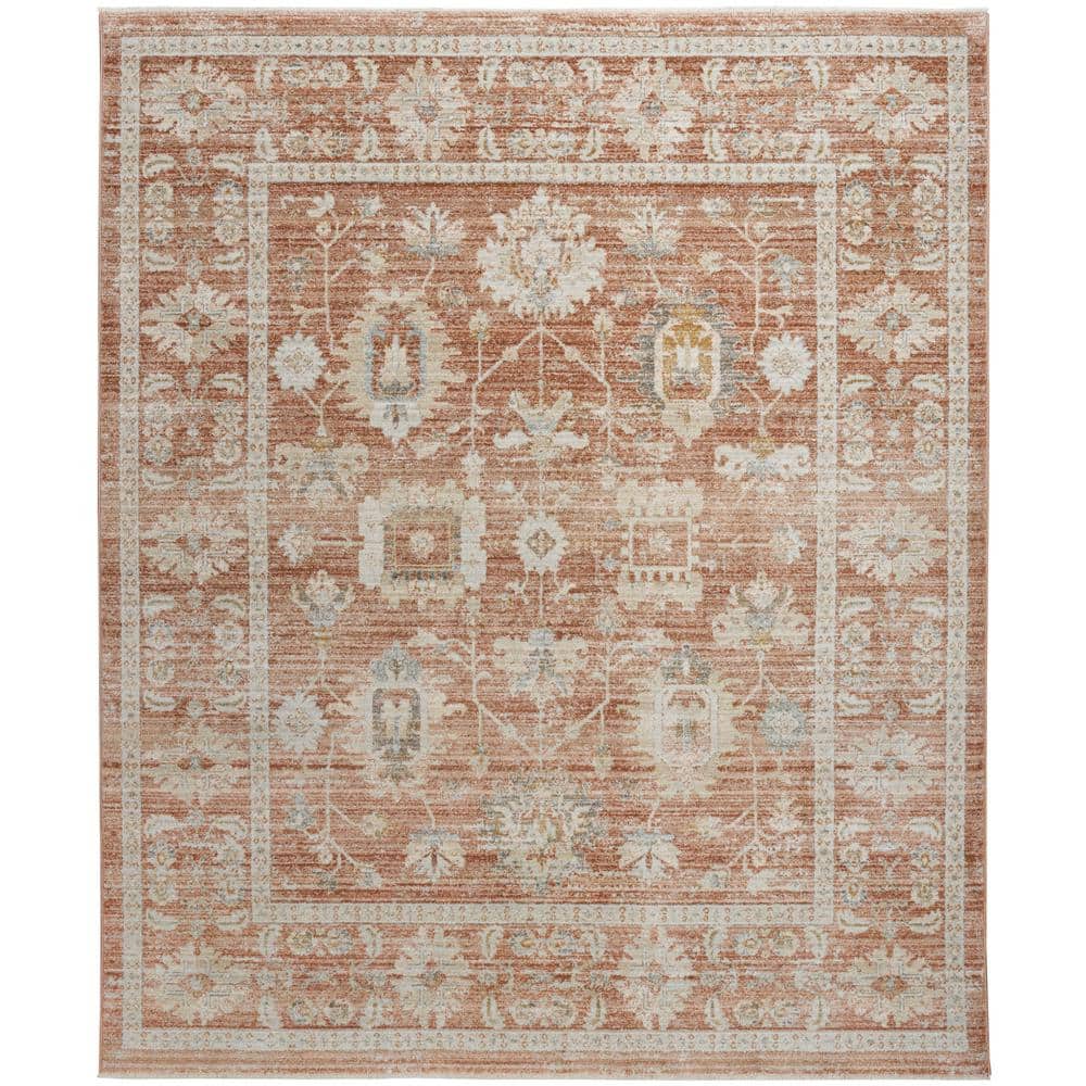 Terracoota Rug Nourison Oases Terracotta 10 ft. x 14 ft. Distressed Traditional Area ...