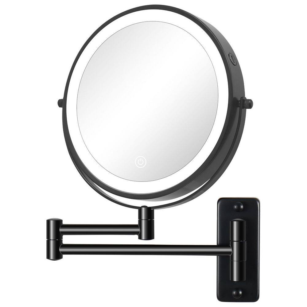 16.7 in. W x 13 in. H Round Framed Wall Mounted LED Bathroom Vanity Mirror Make-up Mirror in Black with 3-Colors price history on PriceWatchPro