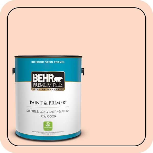 BEHR PREMIUM PLUS 1 gal. #P190-1 Fire Mist Satin Enamel Low Odor Interior Paint & Primer