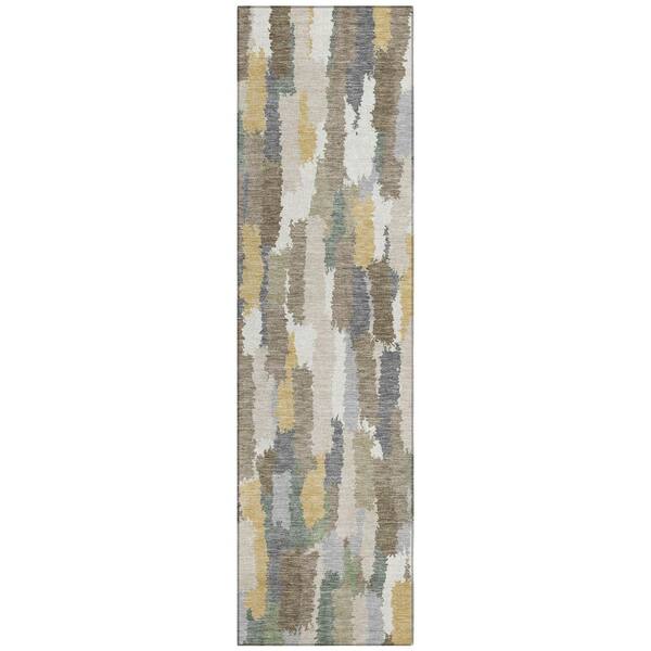 Chantille Machine Washable Indoor/Outdoor Abstract ACN2437 Ivory 2 ft. x 7 ft. Runner Rug