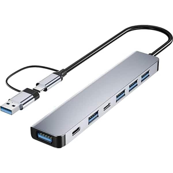 Lukyamzn Aluminum 7 in 1 USB C and USB Hub Multi-functional Adapter for PC Laptops MacBook Pro Air iMac iPad Devices