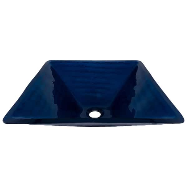Novatto Fresco Square Glass Vessel Sink in Blue
