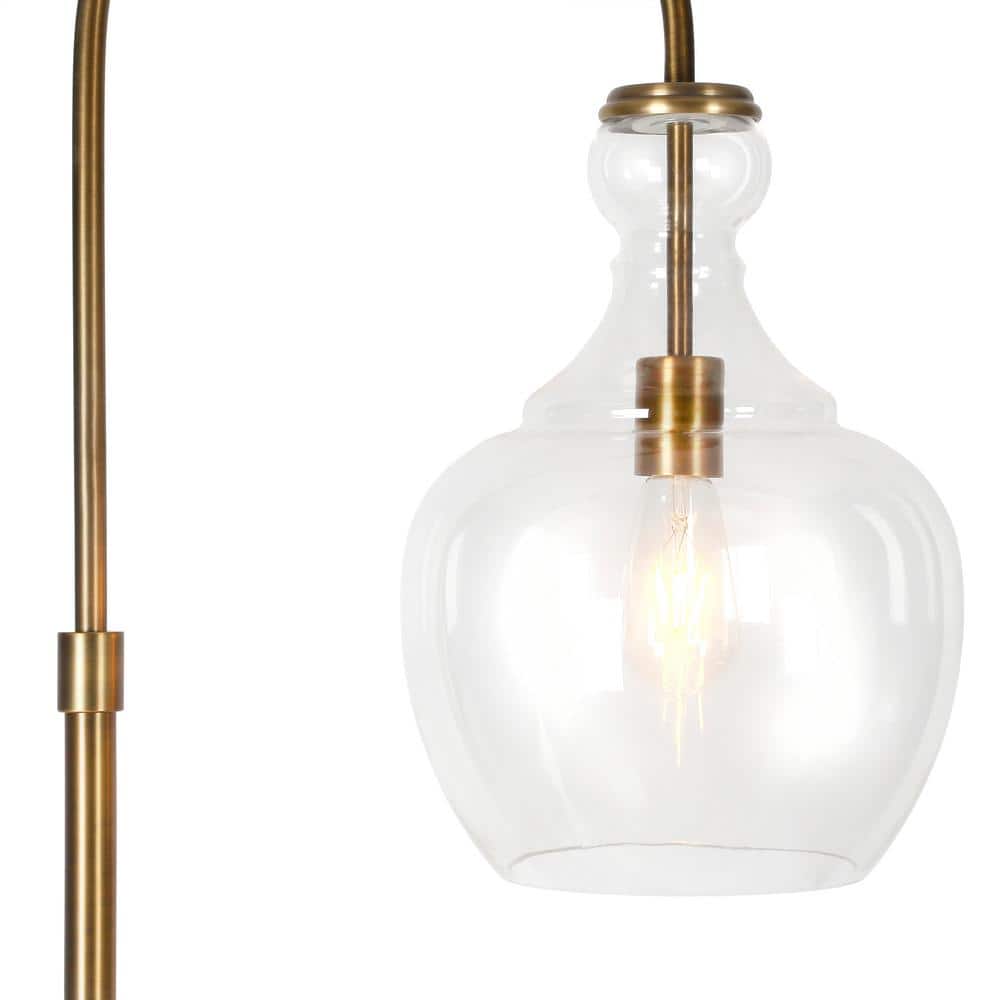 Gold Arc Floor Lamp with Clear Glass Shade