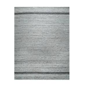 Light Gray 4 ft. x 6 ft. Hand-Woven Wool Contemporary Natural Wool Flat Rug Area Rug