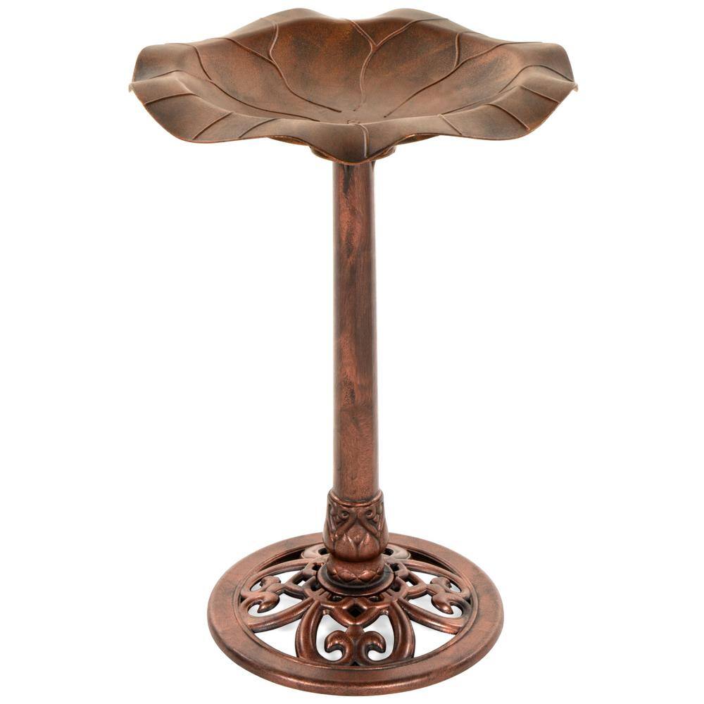 Copper Wild Bird Lily Leaf Pedestal Bird Bath Garden Pedestal Birdbath ...