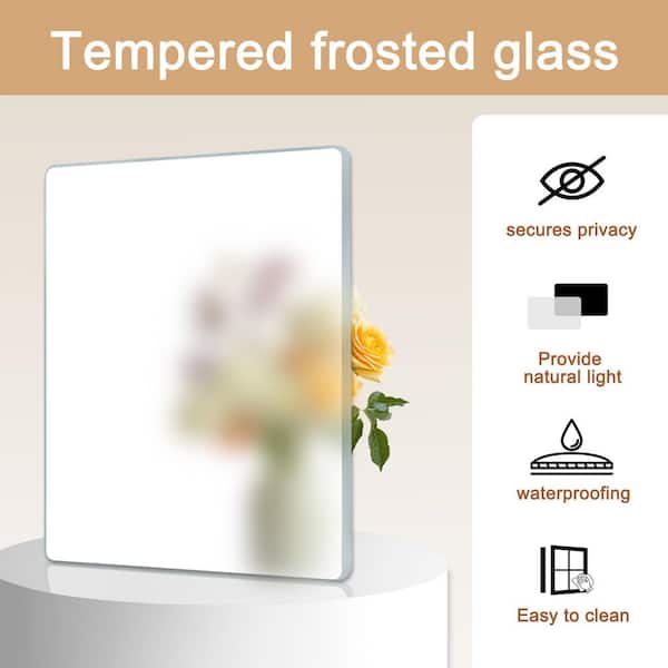 24 in. x 80 in. Solid Core 1-Lite Frosted Glass White Primed MDF Interior Door Slab with Peel Pantry Sticker for Storage