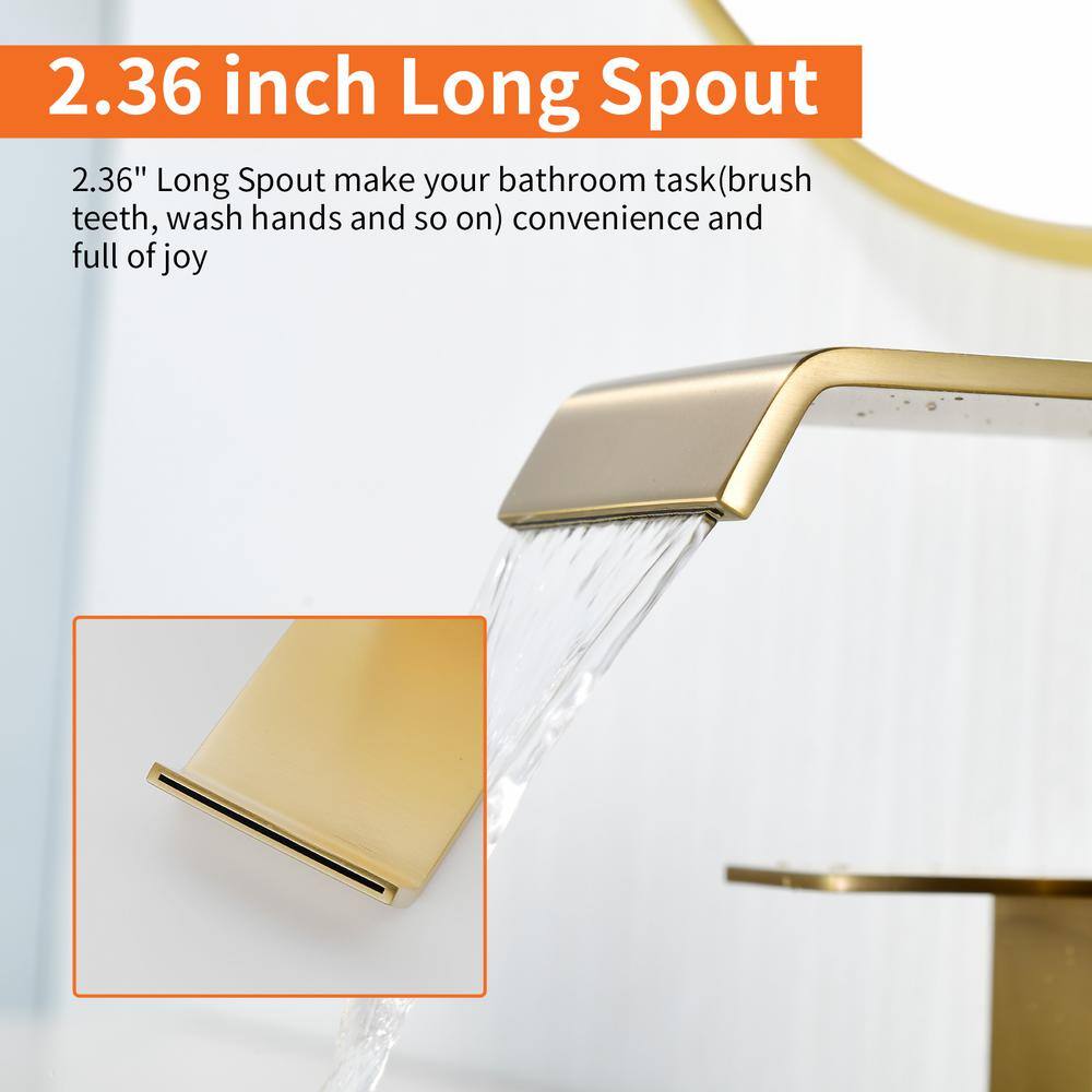 Brushed Gold Stainless Steel Double Handle Bathroom Faucet
