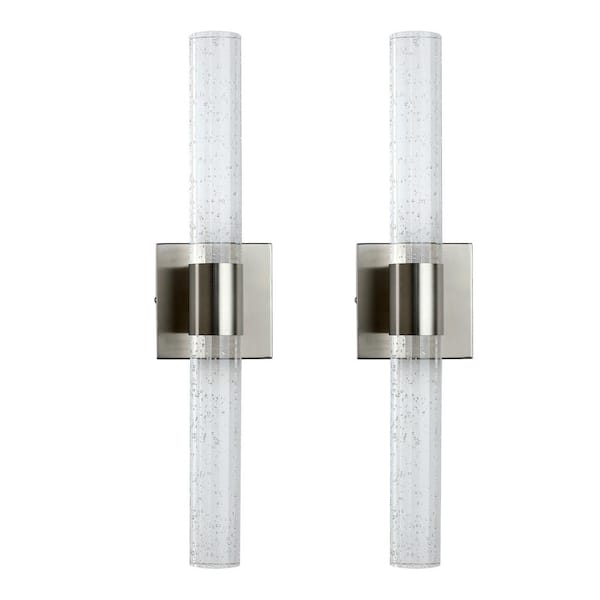 KAISITE Modern 4-Light Brushed Nickel Dimmable Wall Sconce, Bubble Glass 12-Watt 4000K LED Vanity Light Fixtures (Set of 2)