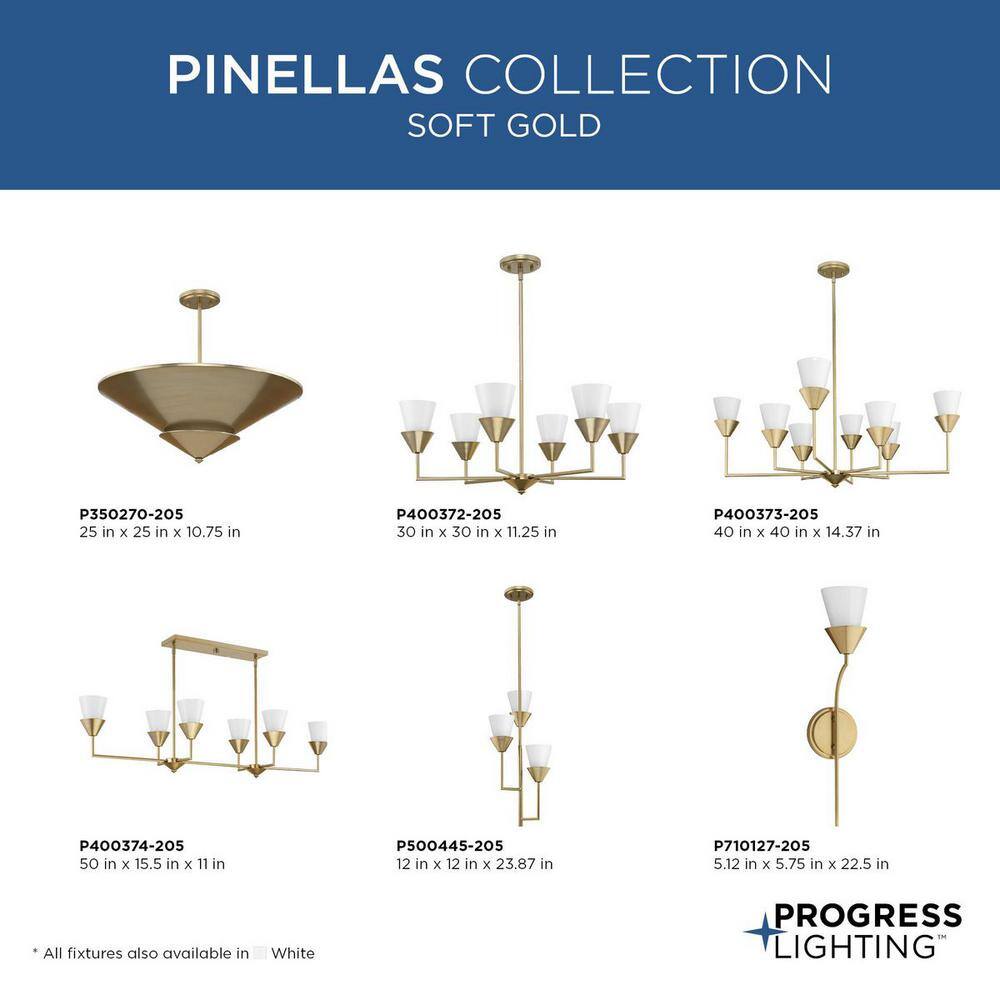 Pinellas Soft Gold 6-Light Candle Style Chandelier with Opal Glass Shades