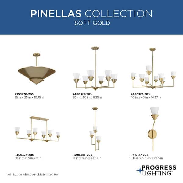 Progress Lighting Pinellas 30 in. Contemporary White Plaster Chandelier with Opal Glass Shades