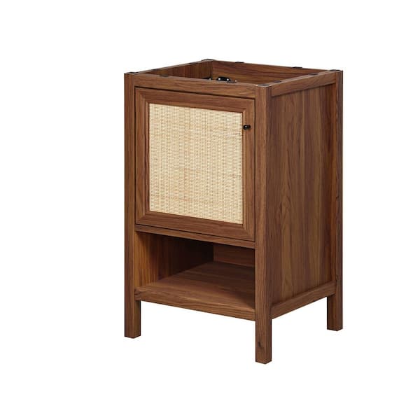 Jasper 20 in. W x 18 in. D x 33 in. H Rattan Modern Coastal 2-Shelf Bath Vanity Cabinet without Top in Walnut