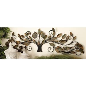 47 in. x  14 in. Metal Brown Leaf Wall Decor