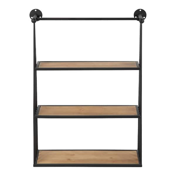 Kate and Laurel Walters Wood and Metal 3-Tier Shelving - 21x32 - Black