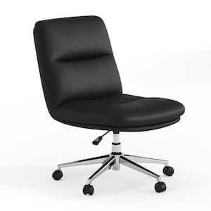 Chloe Faux Leather Adjustable Height Cushioned Swivel Upholstered Task Office Chair in Black LeatherSoft/Chrome Frame