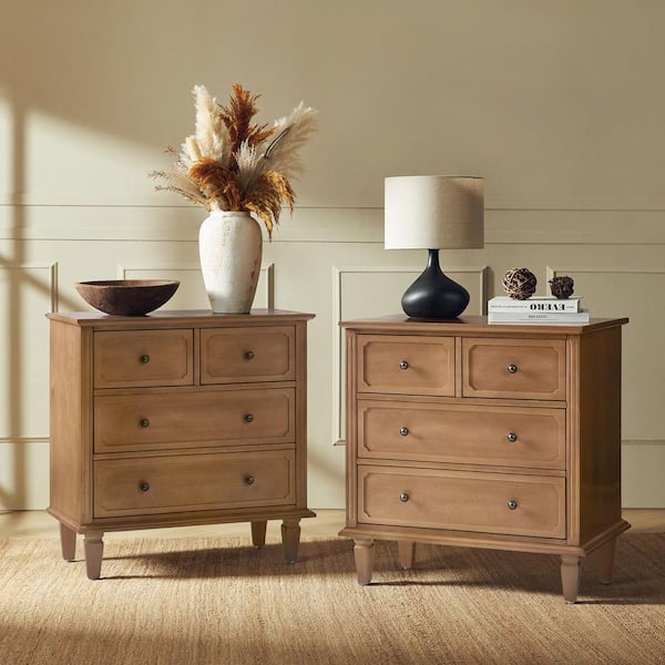 Jovina Acorn 30 in. W in. 4-Drawer Accent Chest with Built-in Divider Tray(Set of 2)