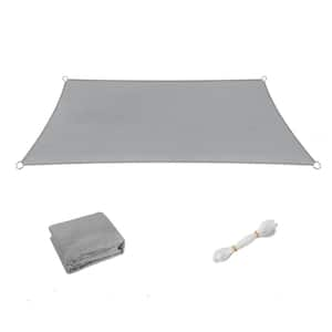 8 ft. x 10 ft. Outdoor Gray Sun Shade Sails Sun Protection UV Block Shade Canopy w/ Ropes for Backyard, Deck and Lawn