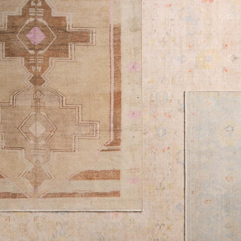 Southwestern Medallion Tan and Pink Flat Woven Rug