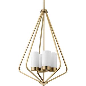 Elevate Collection 4-Light Brushed Bronze Etched Glass Modern Pendant Hanging Light