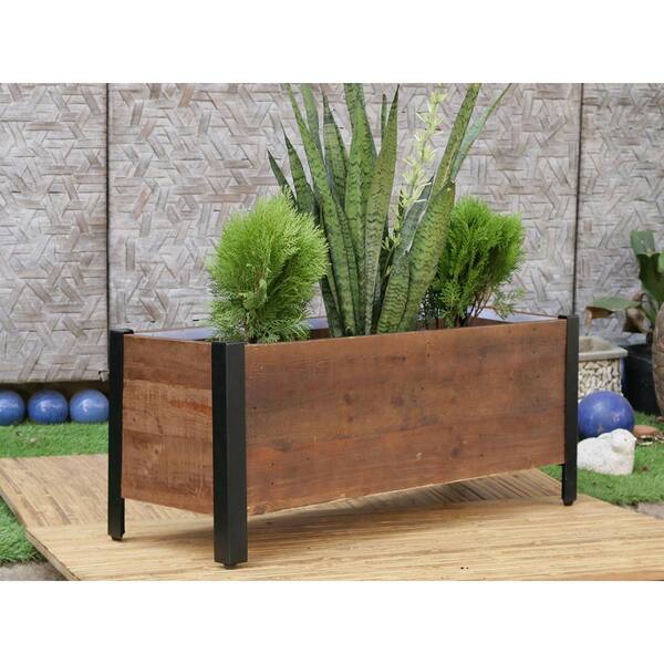 Grapevine 37 in. Wooden Rectangular Urban Raised Garden Planter
